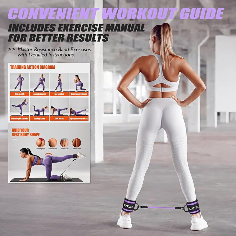 KUTIZE Ankle Resistance Bands with Cuffs for Women & Men - 3-Level Adjustable Leg & Glute Workout Equipment, Portable Home Gym Exercise Bands for Kickbacks, Hip Thrusts, Yoga, Strength Training - Image 3